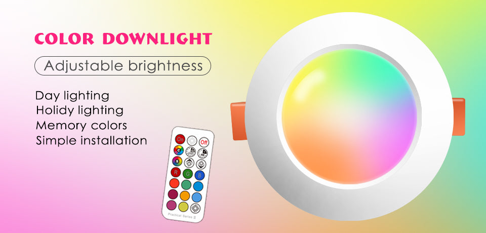RGB Spot Light LED Ceiling Lamp Recessed Light Indoor Lighting Luminaire Color Dimmable Remote Control Downlight AC110 AC220V