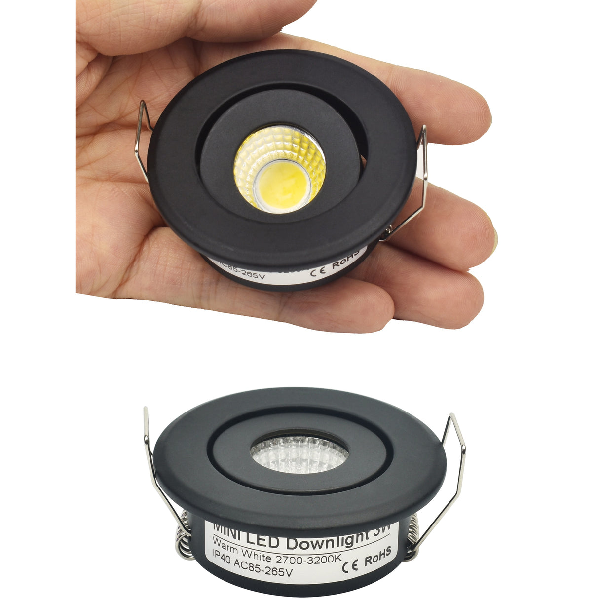 Mini COB Ceiling Light Showcase Jewery 12V 3W Cabinet Lighting LED Spot Light Cut Out Hole 40-45mm
