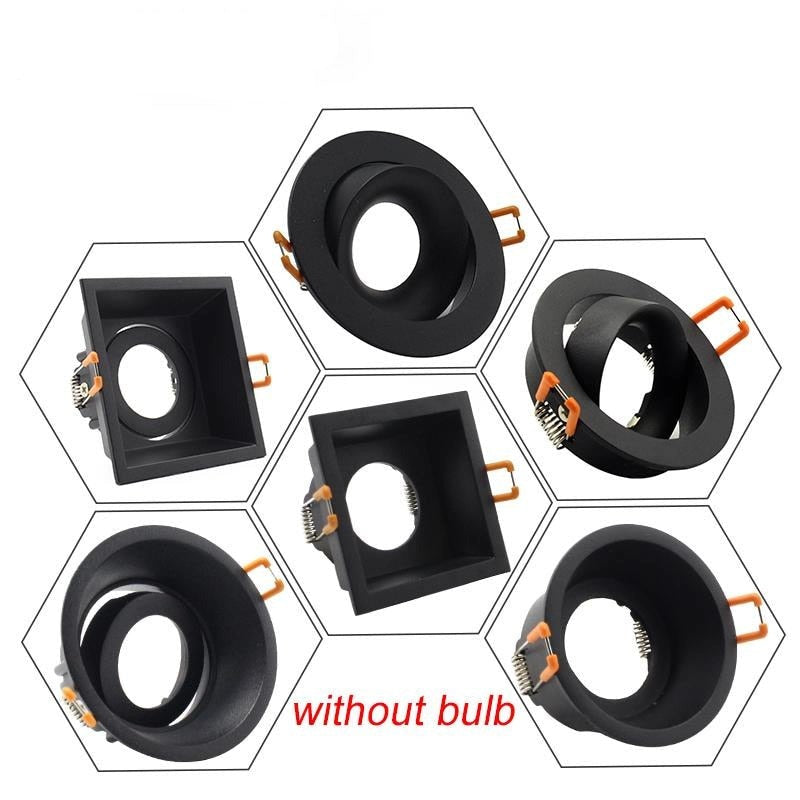 Black Downlight GU5.3/GU10/MR16 E27 LED Bulb 12V 90V-265V Round Square Recessed Frame Ring Changeable 75MM 90MM CE