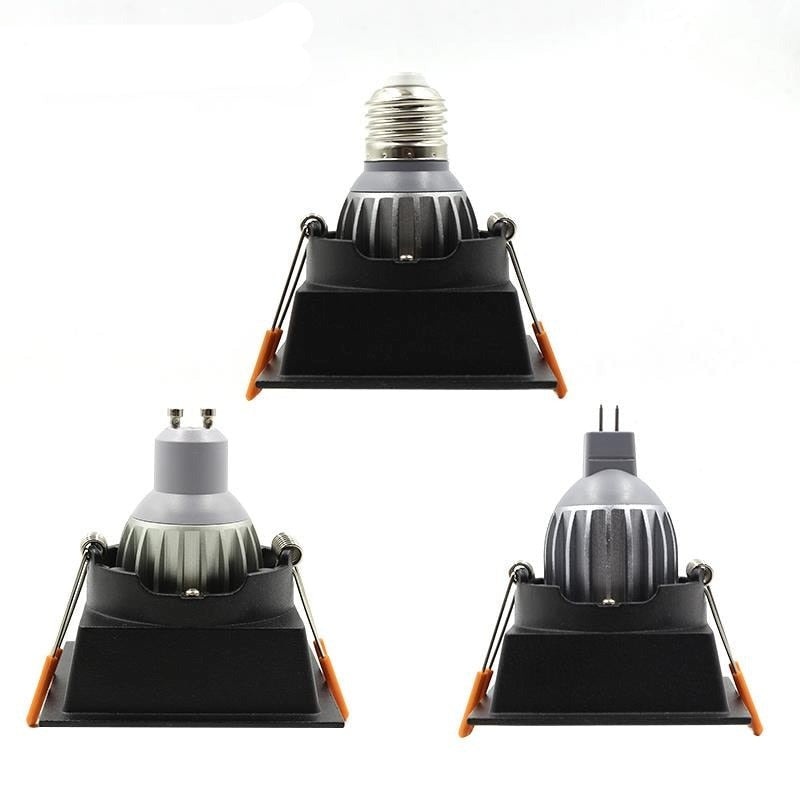 Black Downlight GU5.3/GU10/MR16 E27 LED Bulb 12V 90V-265V Round Square Recessed Frame Ring Changeable 75MM 90MM CE
