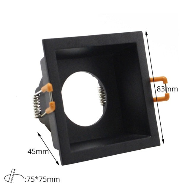 Black Downlight GU5.3/GU10/MR16 E27 LED Bulb 12V 90V-265V Round Square Recessed Frame Ring Changeable 75MM 90MM CE