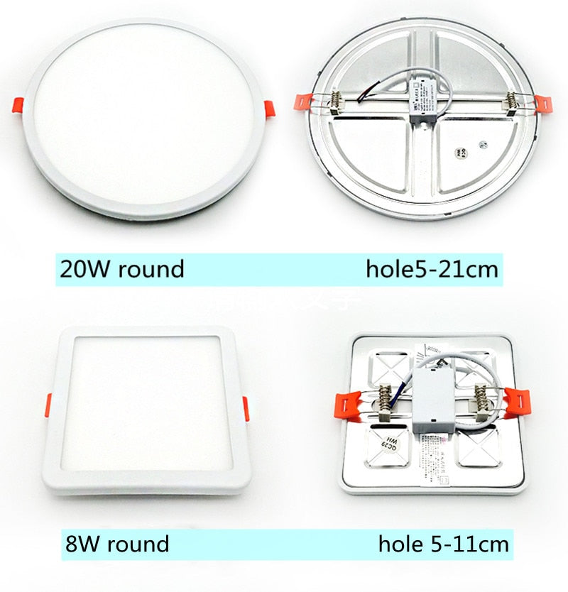 Ultra-Thin Square Panel Freely Adjustable LED 110/220V Downlight Ceiling Light Embedded Living Room Opening Light 6W 8W 15W 20W