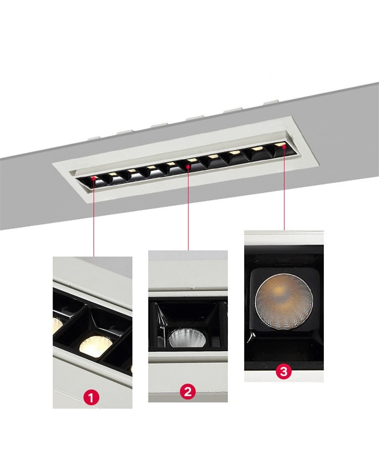 Adjust Ang Dimmable LED Downlight Spot Light Line Light Bar Creative Linear Long Strip 10W 20W 30W Living Room Corridor Recessed