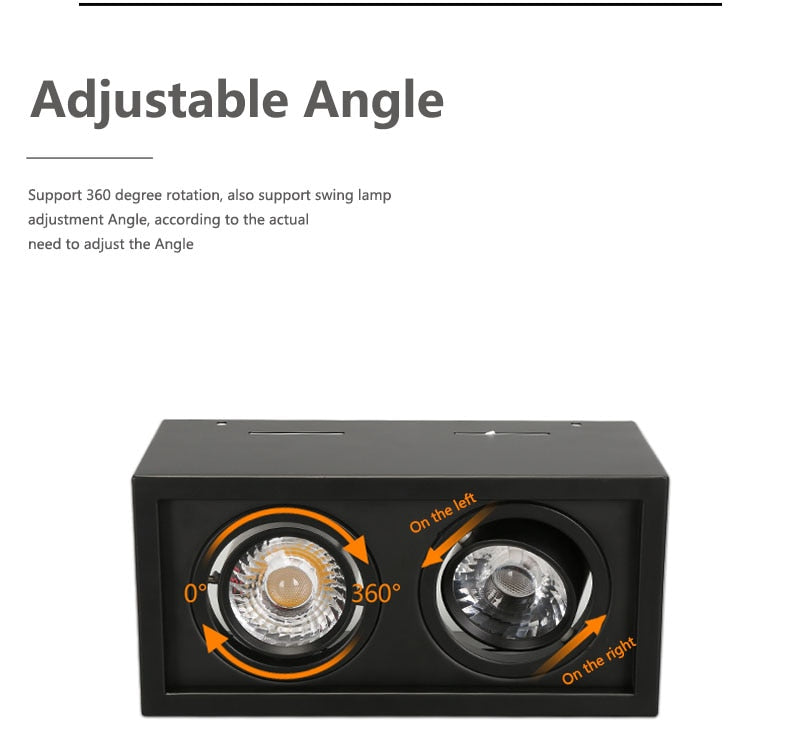 Super Brightness AC 85-230V Square Surface Mounted LED COB Dimmable Downlights 10W 15W 2X10W 2X15W LED Ceiling Lamp Spot Light