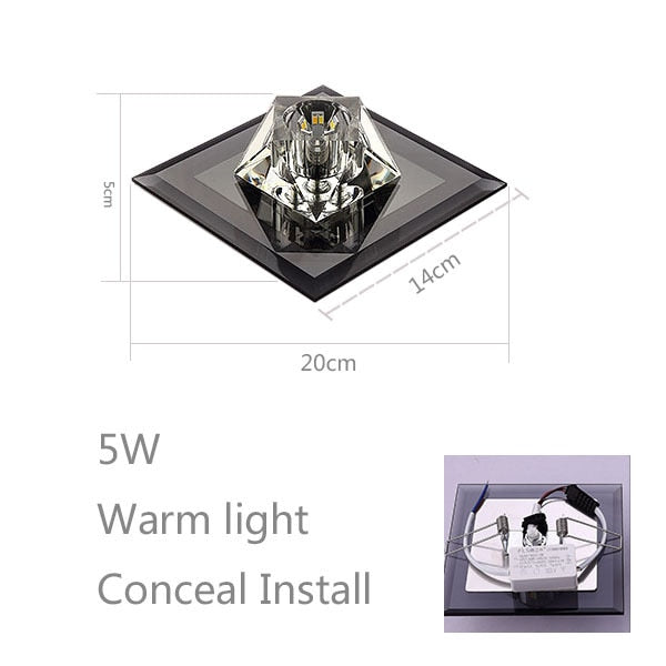 Modern and simple led diamond crystal aisle light corridor light hallway light embedded creative home downlight spotlight