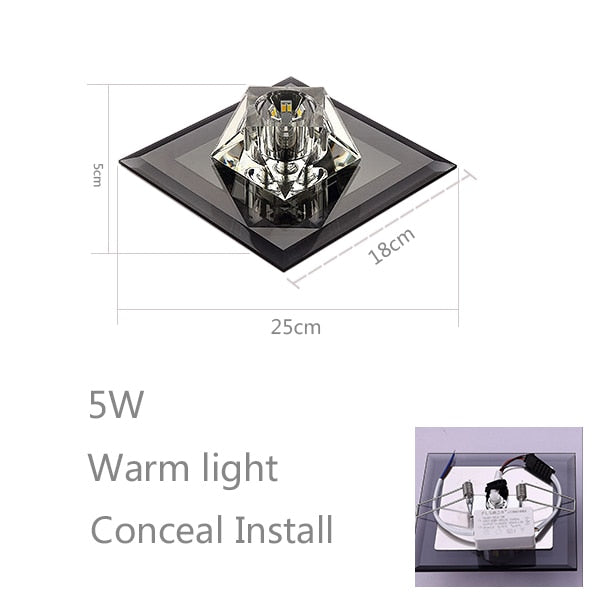 Modern and simple led diamond crystal aisle light corridor light hallway light embedded creative home downlight spotlight