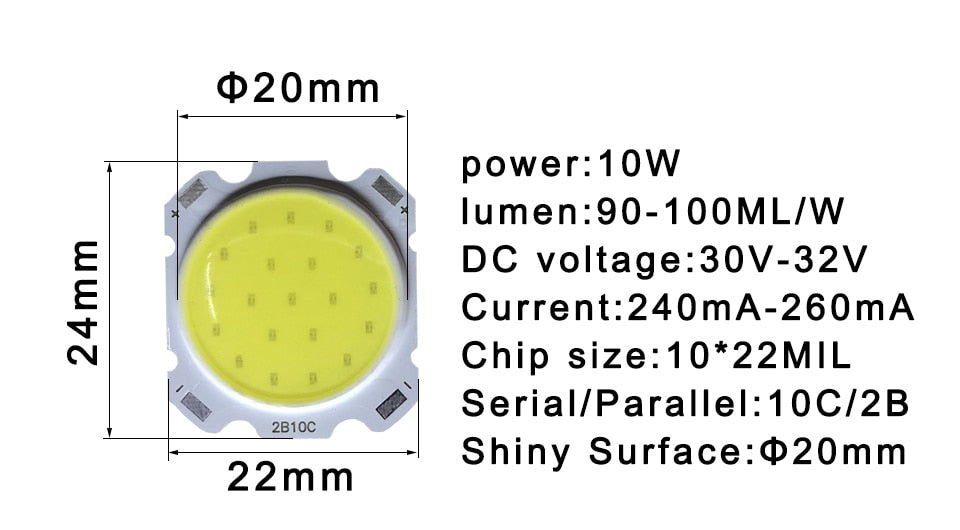 High Power LED COB Light Beads 5pcs a lot 3W 5W 7W 10W 12W 15W LED lamp Bead LED Bulb Chip Spot Light Downlight Diode Lamps