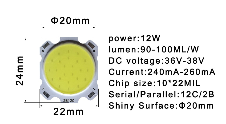 High Power LED COB Light Beads 5pcs a lot 3W 5W 7W 10W 12W 15W LED lamp Bead LED Bulb Chip Spot Light Downlight Diode Lamps