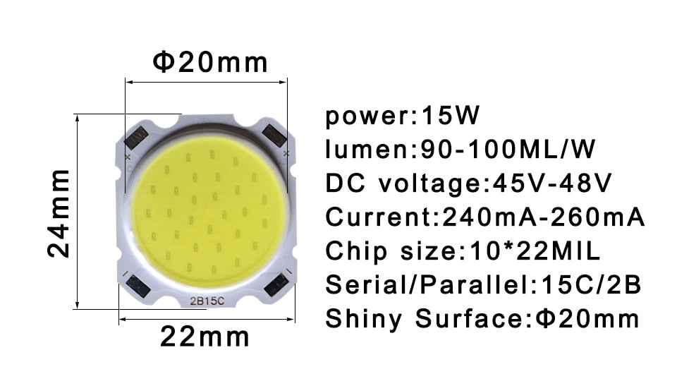 High Power LED COB Light Beads 5pcs a lot 3W 5W 7W 10W 12W 15W LED lamp Bead LED Bulb Chip Spot Light Downlight Diode Lamps