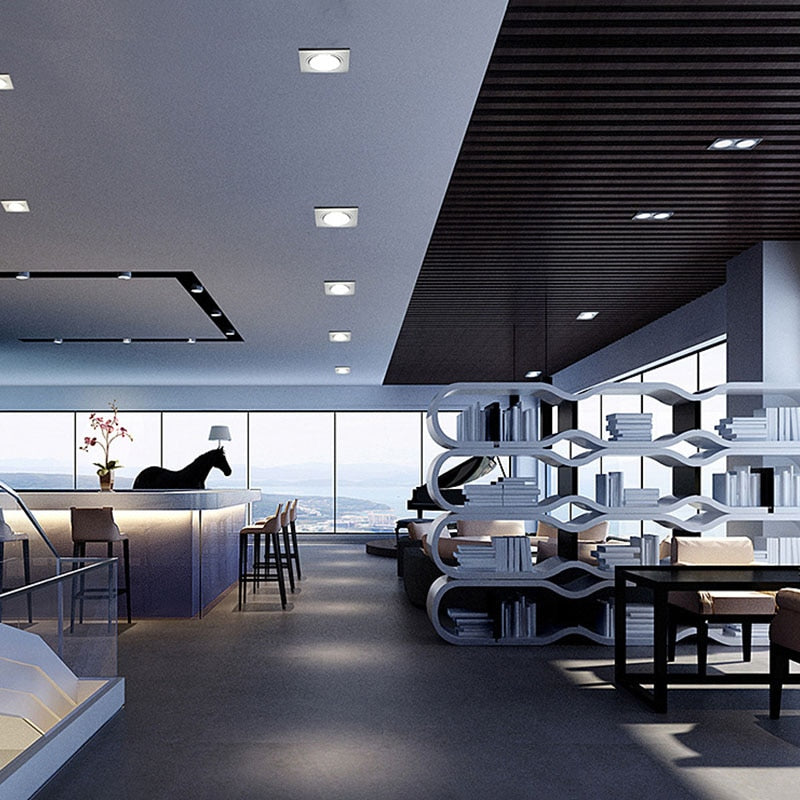 High Power Square LED Dimmable Ceiling Downlights Aluminum LED Ceiling Light COB AC90V-260V 7W/9W12W/2x7W/2x9W/2x12W LED Lamps