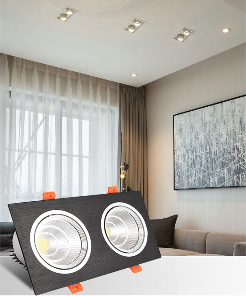 High Power Square LED Dimmable Ceiling Downlights Aluminum LED Ceiling Light COB AC90V-260V 7W/9W12W/2x7W/2x9W/2x12W LED Lamps