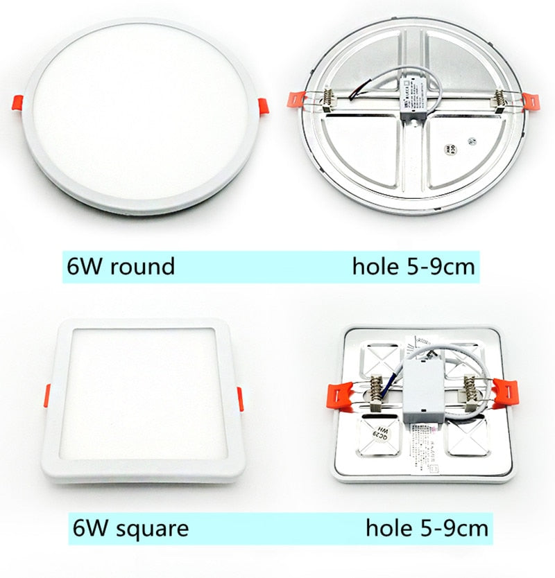 Ultra-Thin Square Panel Freely Adjustable LED 110/220V Downlight Ceiling Light Embedded Living Room Opening Light 6W 8W 15W 20W