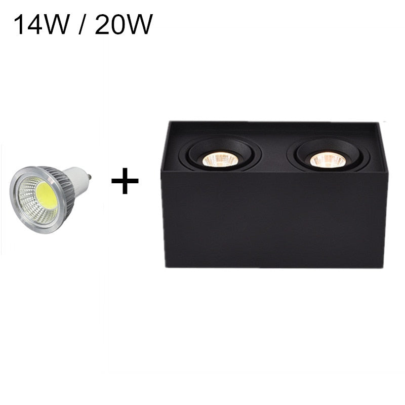 Angle Adjustable Surface Mounted LED Ceiling light +Replaceable GU10 LED Bulb 7W 10W 14W 20W Square LED downlight Spot Light