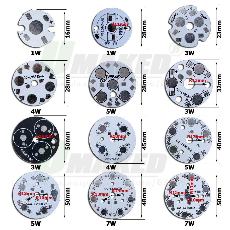 Dia28mm LED PCB Heatsink 1W 3W 5W High Power LEDs Install Aluminun Lamp Plate Panel for LED blub Spotlight Downlight DIY