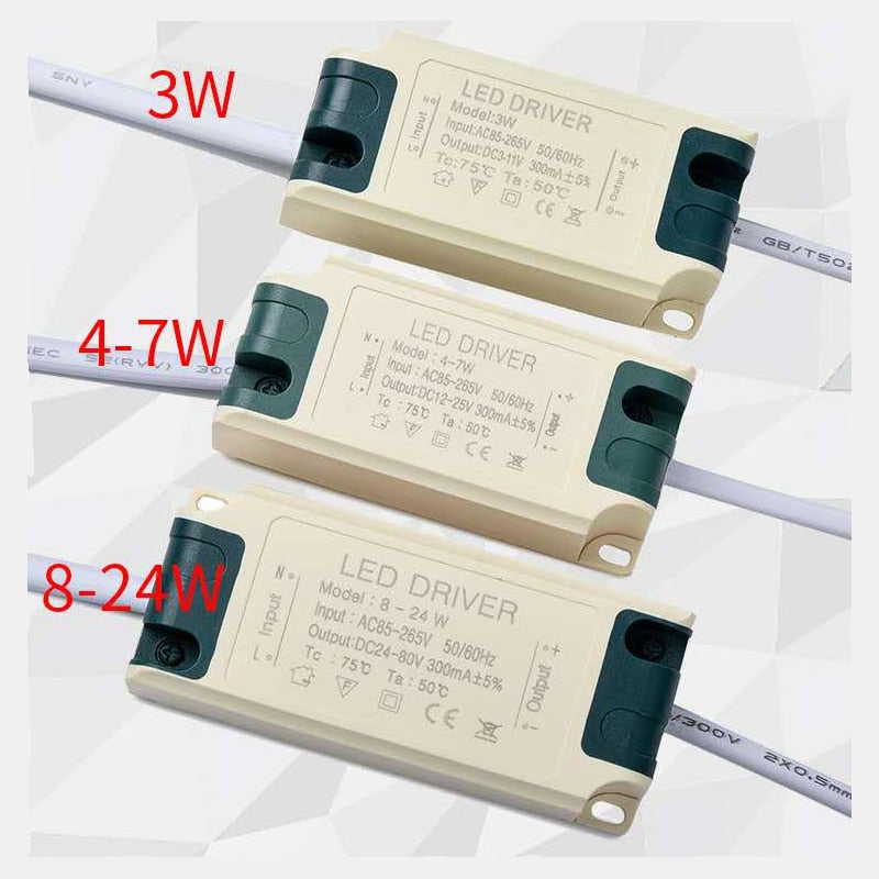 External LED Power Supply 3W/4-7W/8-24W Driver Adapter AC85-265V Lighting Transformer With IC Isolation For Downlight.etc.