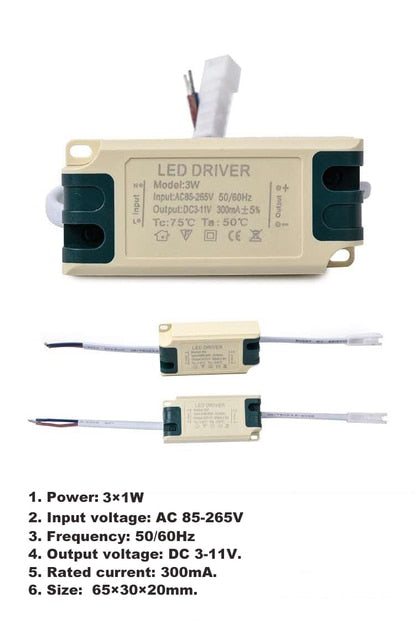 External LED Power Supply 3W/4-7W/8-24W Driver Adapter AC85-265V Lighting Transformer With IC Isolation For Downlight.etc.