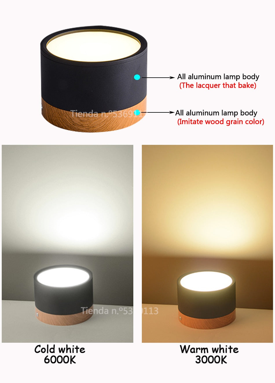 LED Flush Mount Downlight, Ceiling Mount Accent Lighting Imitation Wood 5W 7W 9W 12W 15W Ideal for Hallway Gallery Picture 220V