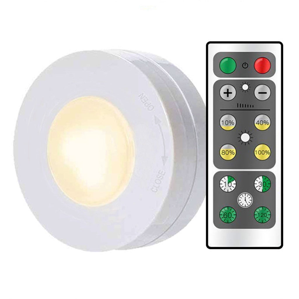 LED Puck Lights Close Wardrobe Stair Hallway Night Lamp 2 Colors Wireless Dimmable Touch Sensor Under Kitchen Cabinets Lights