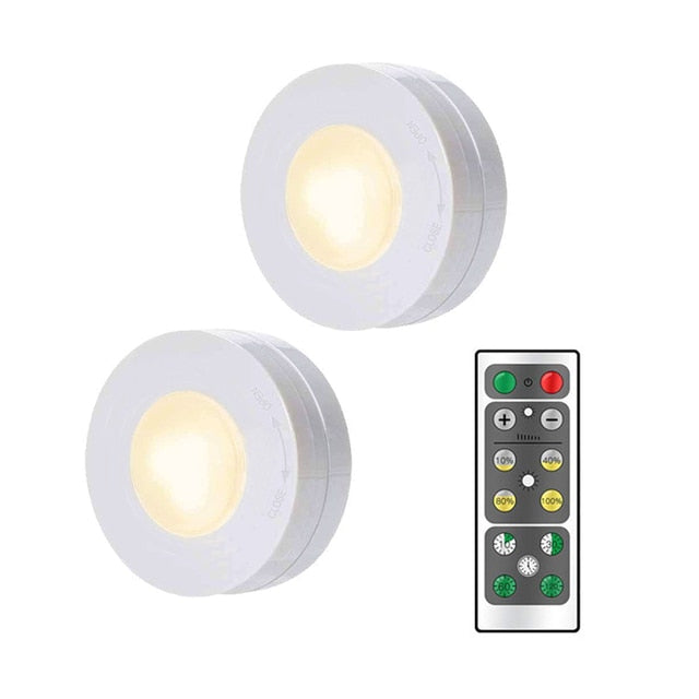 LED Puck Lights Close Wardrobe Stair Hallway Night Lamp 2 Colors Wireless Dimmable Touch Sensor Under Kitchen Cabinets Lights
