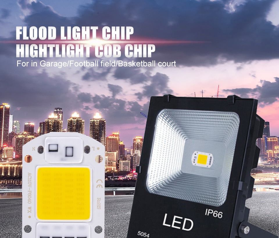 COB LED chip AC 220V 20W 30W 50W smart without driver DIY LED downlight floodlight spotlight chip light outdoor lighting