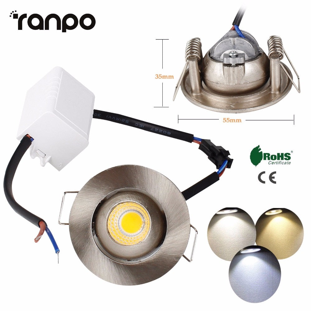 Recessed LED Ceiling Light Mini 3W COB Downlight Spotlight Bulb Lamp Aluminum Home Lighting Warm Spot Light Cool White AC 85-265V