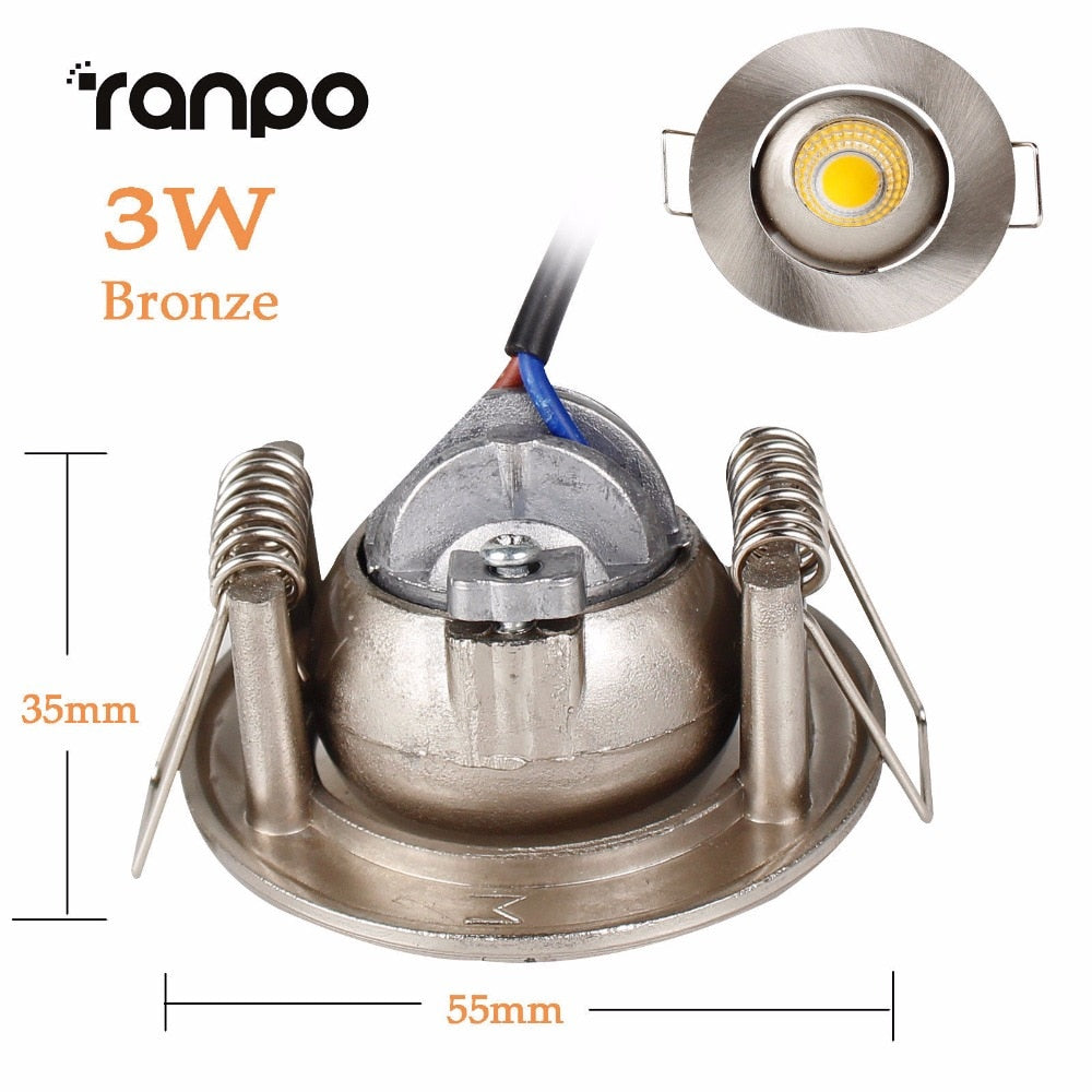 Recessed LED Ceiling Light Mini 3W COB Downlight Spotlight Bulb Lamp Aluminum Home Lighting Warm Spot Light Cool White AC 85-265V