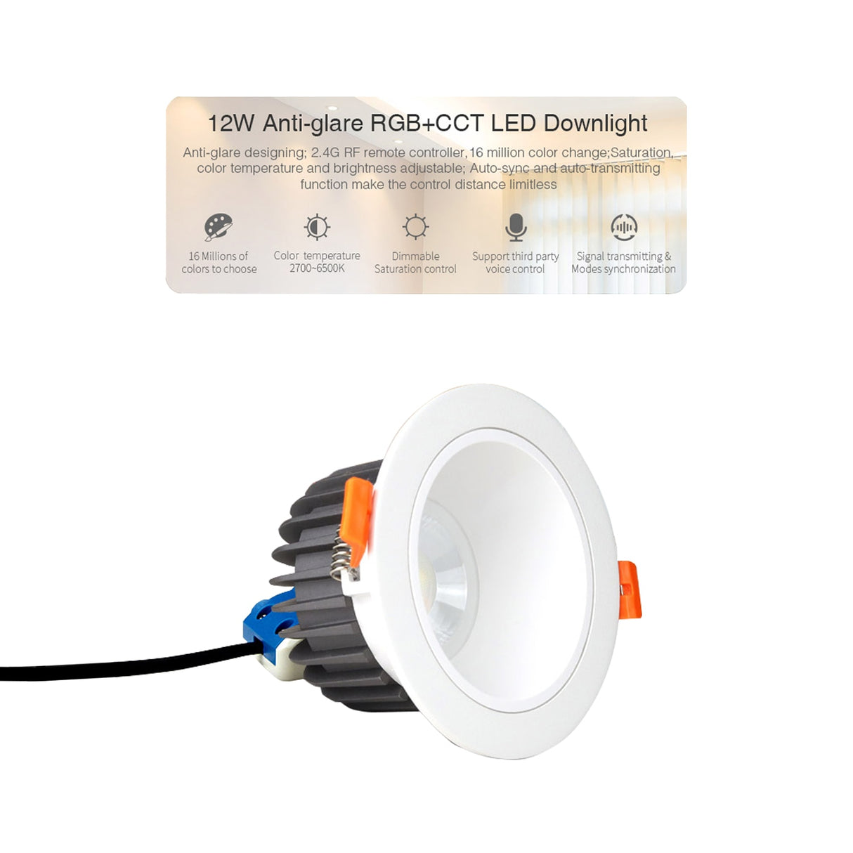 RGB+CCT LED Downlight Spotlight 6W/9W/12W/15W/18W/25W Spotlight White Light