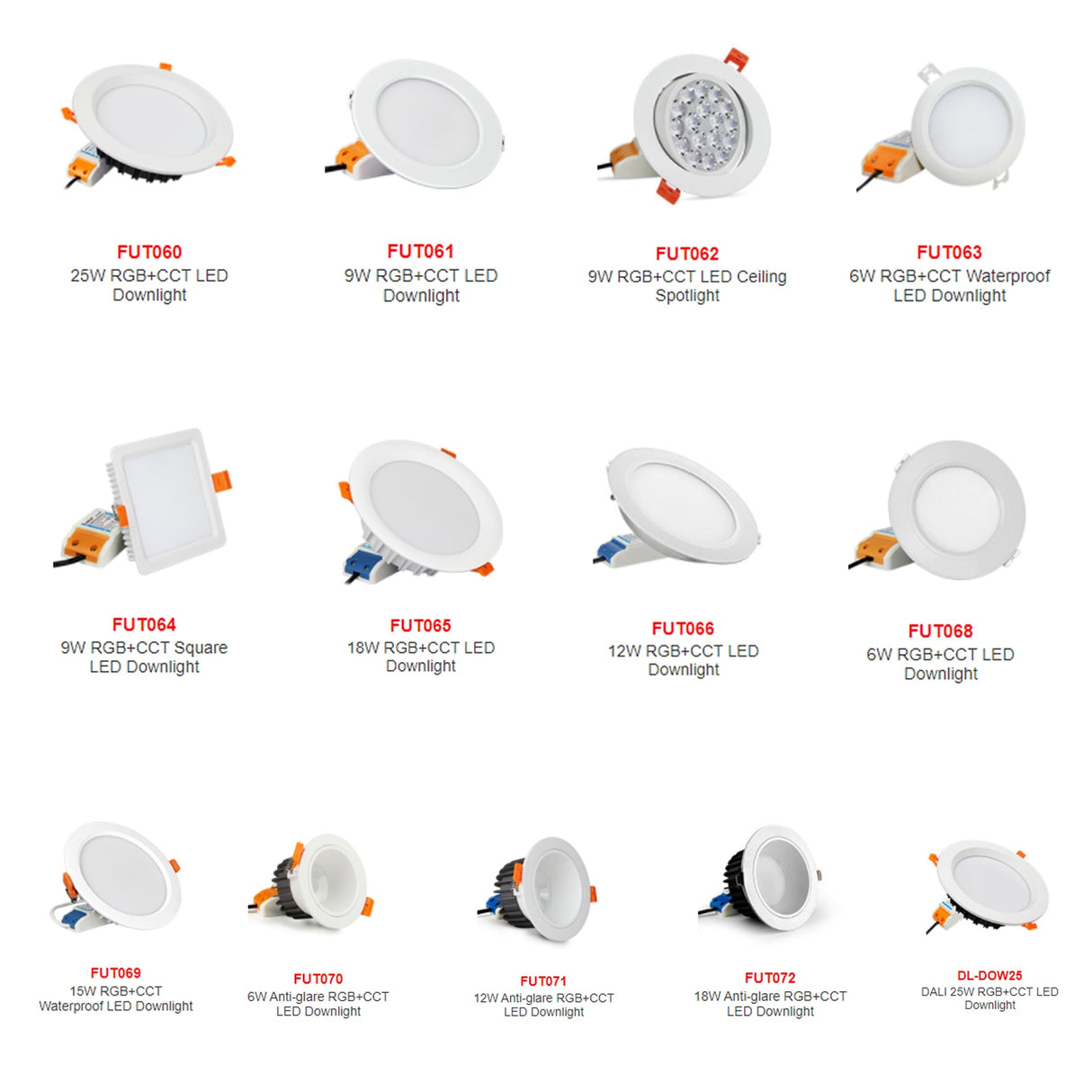 RGB+CCT LED Downlight Spotlight 6W/9W/12W/15W/18W/25W Spotlight White Light