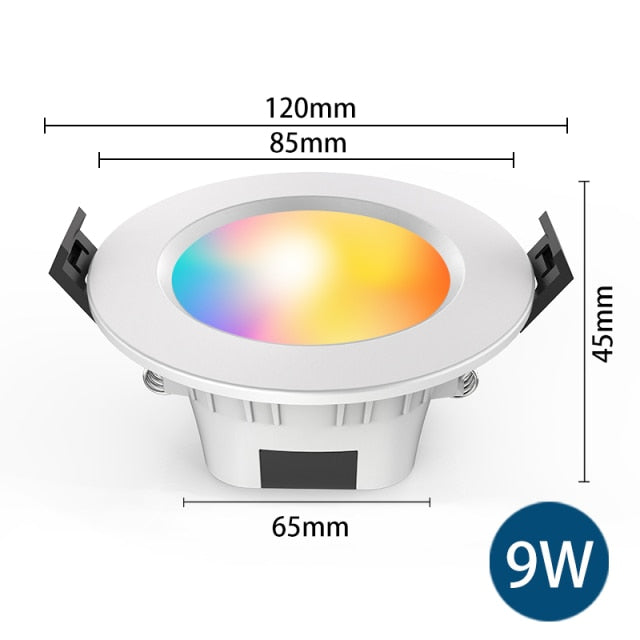 Smart LED Downlight 5W 9W RGB CCT AC110V 220V Dimmable Led Panel Light Round Compatible With APP Remote/Mobile Bluetooth Control