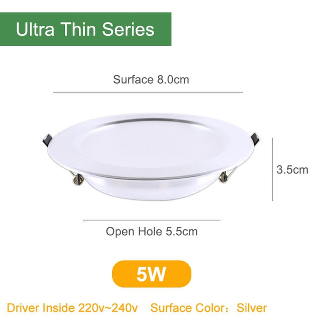 Kaguyahime 4pcs Ultra Thin LED Downlight 110V 220V Round LED Ceiling Recessed Spot Light Down Light 3W-18W 7W 9W 10W 12W 15W