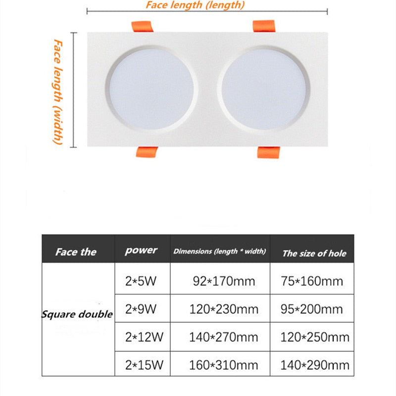 Led downlight fog light for ceiling, single head ultra-thin recessed light, ceiling light panel, grill