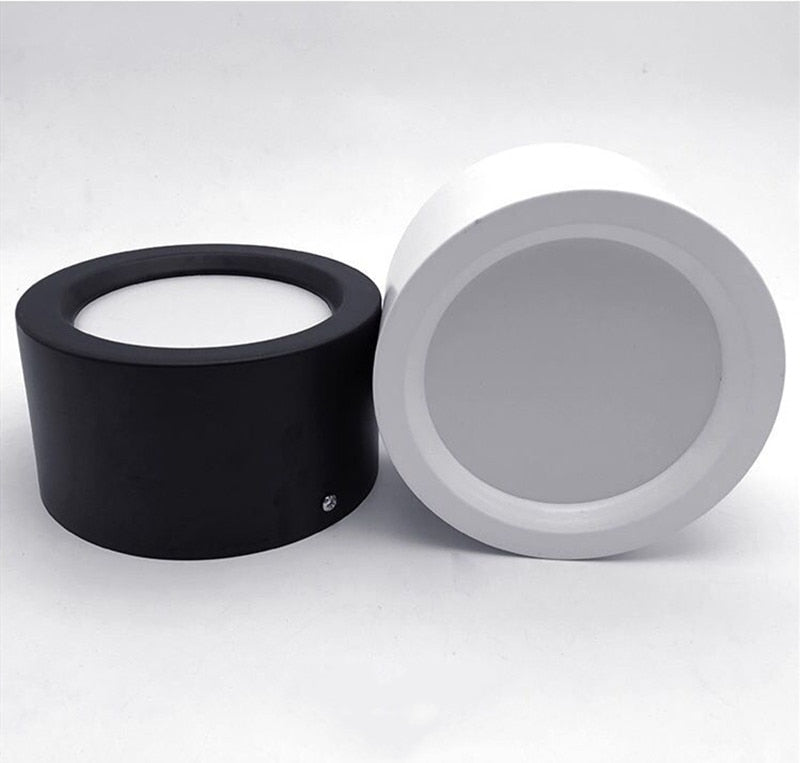 Round Surface Mounted LED Downlights 7W 12W 15W 18W 24W Mounted Ceiling Lamps Spot Light 220V Down Light black / white body