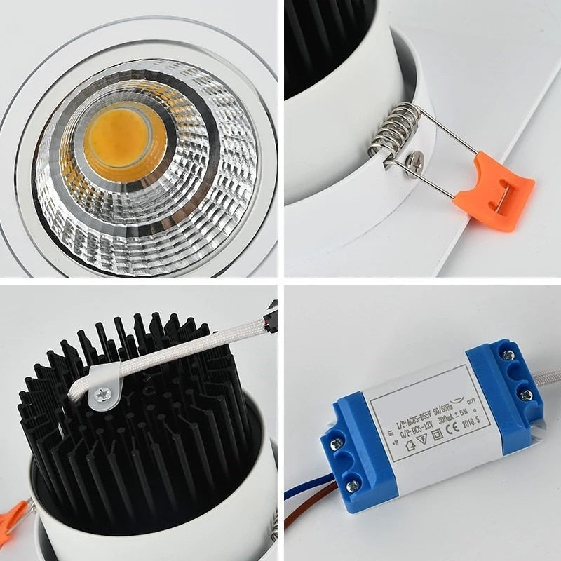 6 Types Dimmable Recessed Square Downlights 15W 10W COB LED Ceiling Lamp AC90-260V LED Background Spot Lights Indoor Lighting