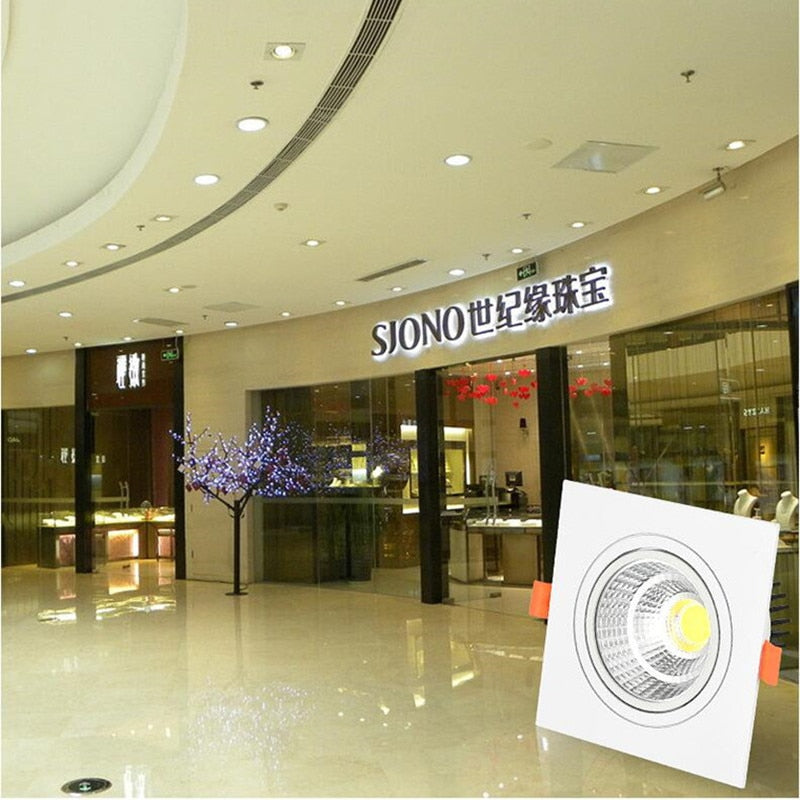 6 Types Dimmable Recessed Square Downlights 15W 10W COB LED Ceiling Lamp AC90-260V LED Background Spot Lights Indoor Lighting