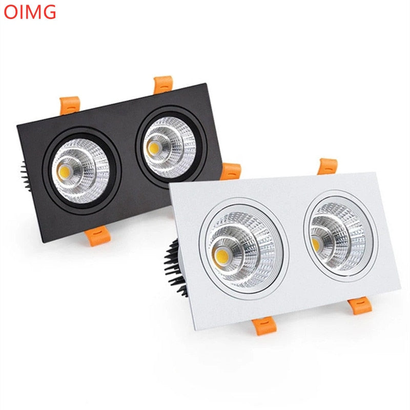 Double Square Dimmable LED Downlight light COB Recessed LED Ceiling Lamp Spot Light 20w 24W 30W AC85-265V Indoor Lighting