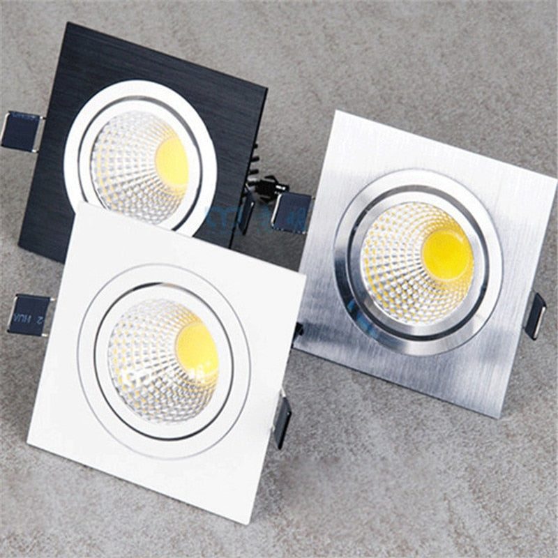 Square Dimmable Recessed LED Downlight 7W 9W 12W 15W COB LED Ceiling Lamp Spot Lights AC110-220V LED Panel Light Indoor Lighting