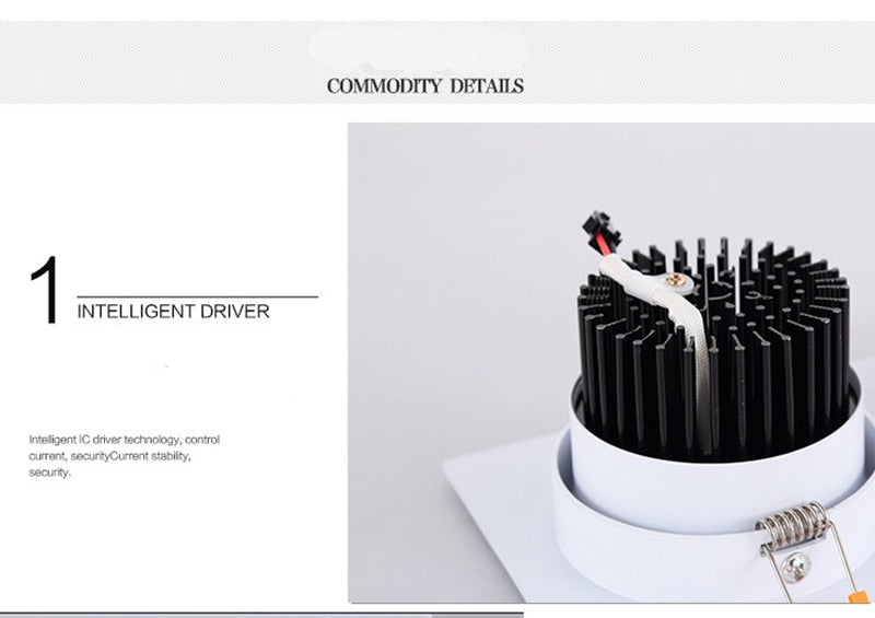 Square Dimmable Recessed LED Downlight 7W 9W 12W 15W COB LED Ceiling Lamp Spot Lights AC110-220V LED Panel Light Indoor Lighting