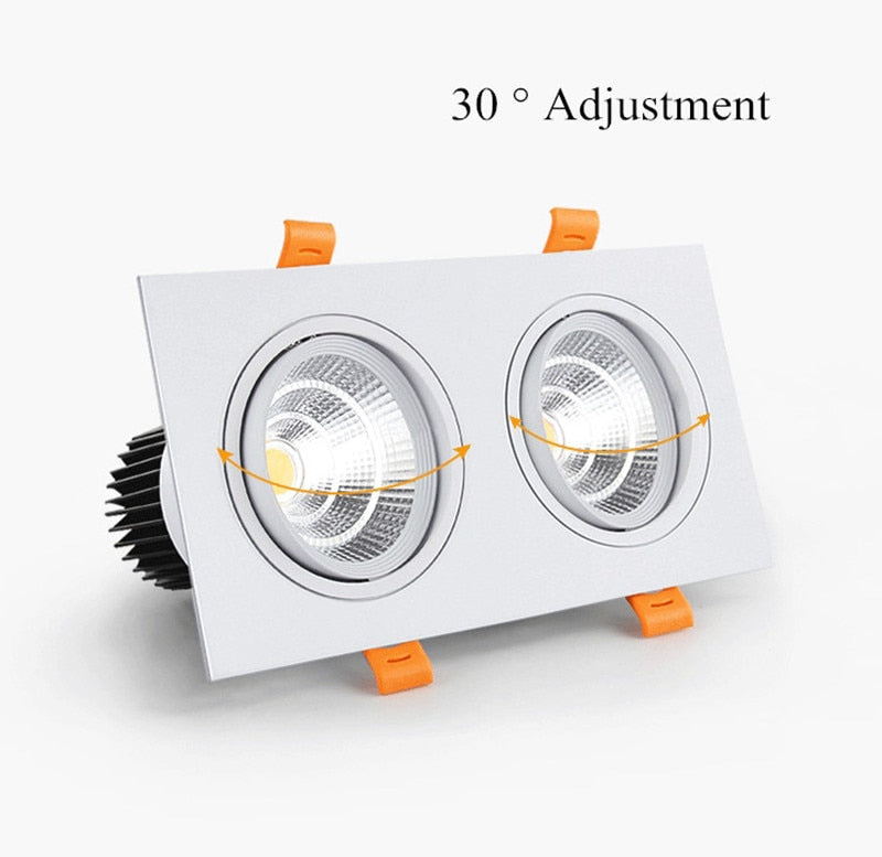 Double Square Dimmable LED Downlight light COB Recessed LED Ceiling Lamp Spot Light 20w 24W 30W AC85-265V Indoor Lighting