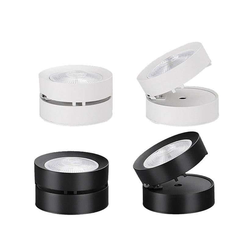 Round shape 360 Adjustable Angle Led Cob Downlight Black / White 7W 9W 12W 15W Led Ceiling Spot Light Pic Background Spotlights