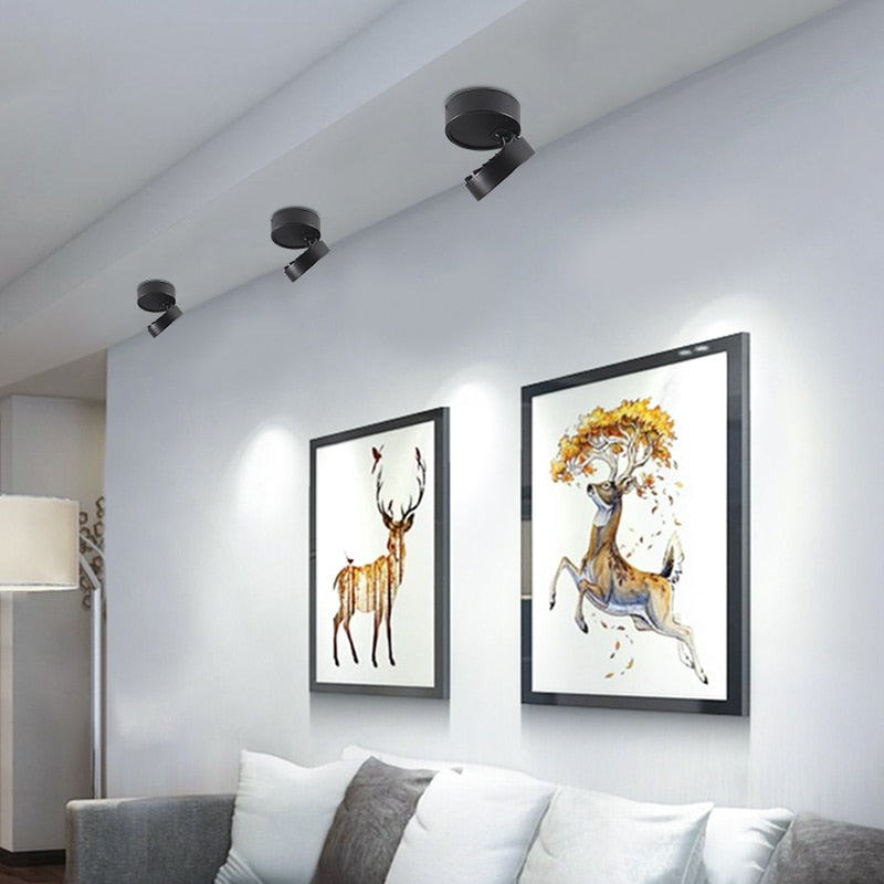 Round shape 360 Adjustable Angle Led Cob Downlight Black / White 7W 9W 12W 15W Led Ceiling Spot Light Pic Background Spotlights