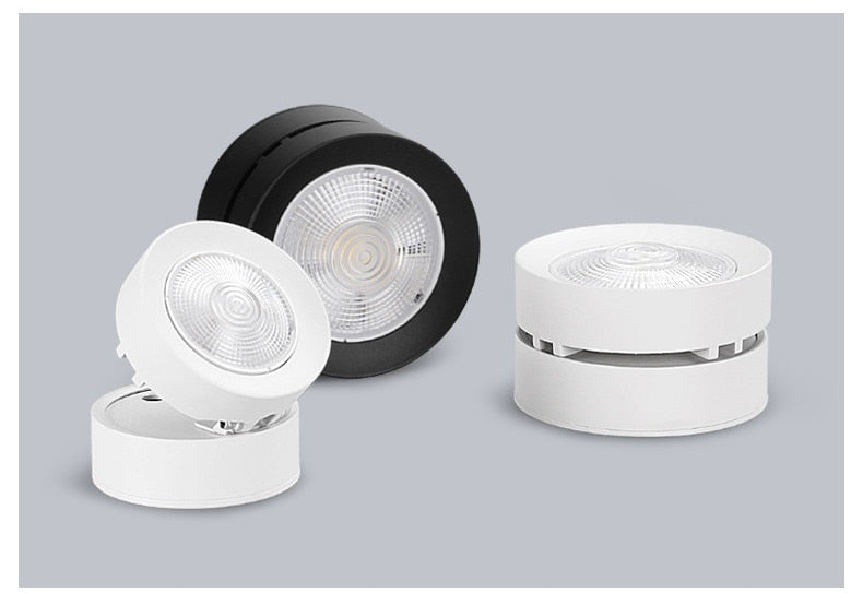 Round shape 360 Adjustable Angle Led Cob Downlight Black / White 7W 9W 12W 15W Led Ceiling Spot Light Pic Background Spotlights