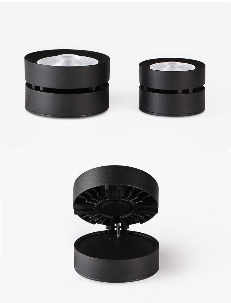 Round shape 360 Adjustable Angle Led Cob Downlight Black / White 7W 9W 12W 15W Led Ceiling Spot Light Pic Background Spotlights