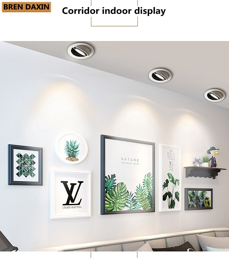 Dimmable LED Downlight embedded Tai chi lamp 360 degree rotating spot light AC 110V 220V indoor lighting LED ceiling lights