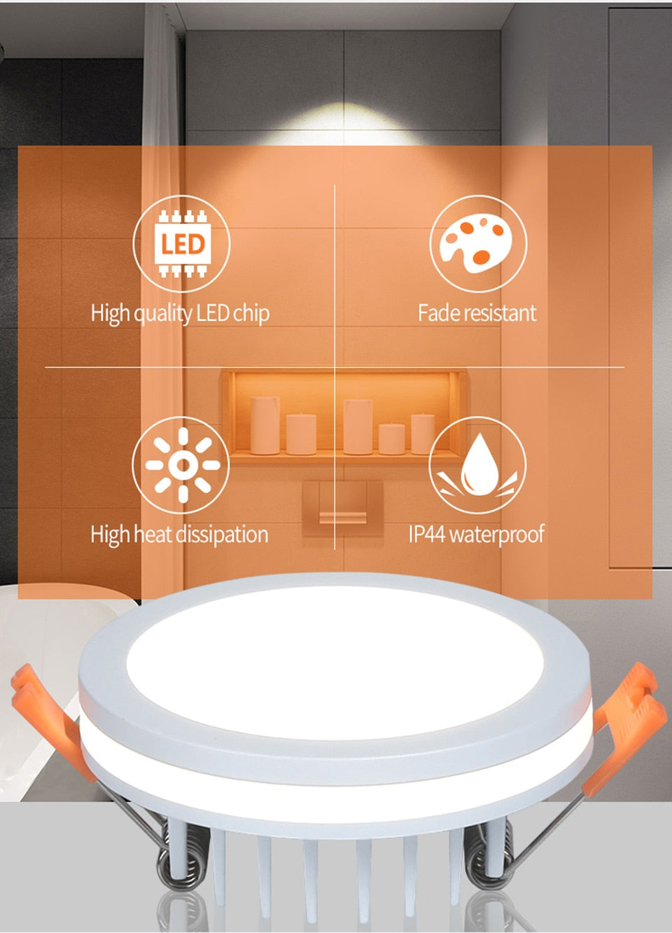 Recessed LED Downlight Aluminum Ceiling Spot Light Waterproof Down Lights For Bathroom 10W 15W 20W Indoor Lamp