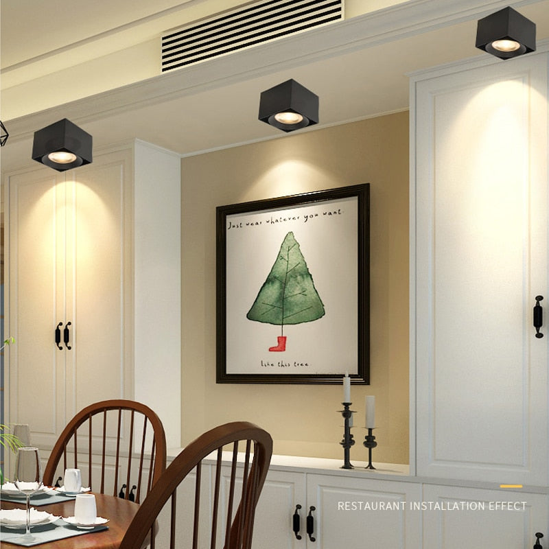 DONWEI Surface Mounted COB LED Downlight 7W/12W/15W AC85V-265V led Ceiling Spot Light Nordic Lighting For Kitchen Livingroom