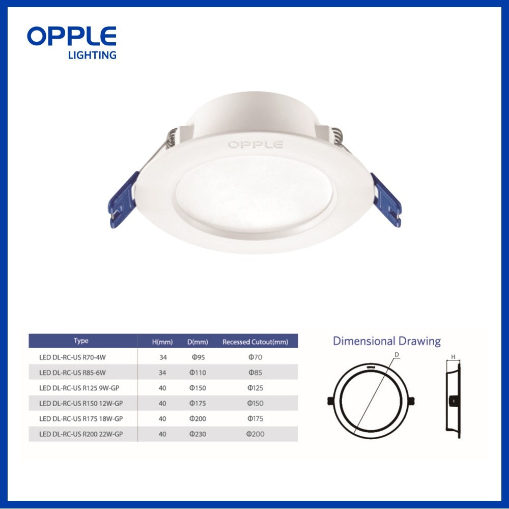 OPPLE LED Downlight Spot Light Ceiling lamp RC-US 4W 6W Warm White 3000K Cool White 6500K Flicker Free Energy Saving