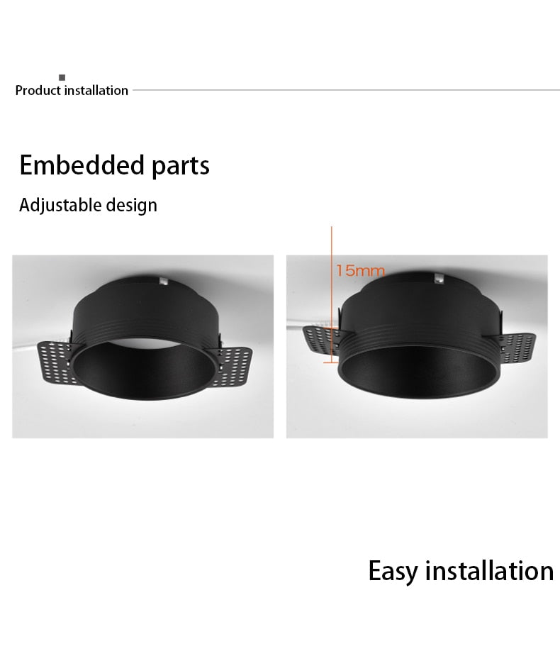 Saiyo Trimless Round COB Led Downlights High End Recessed Ceiling Spot Lights Lamps For Indoor Residential Home