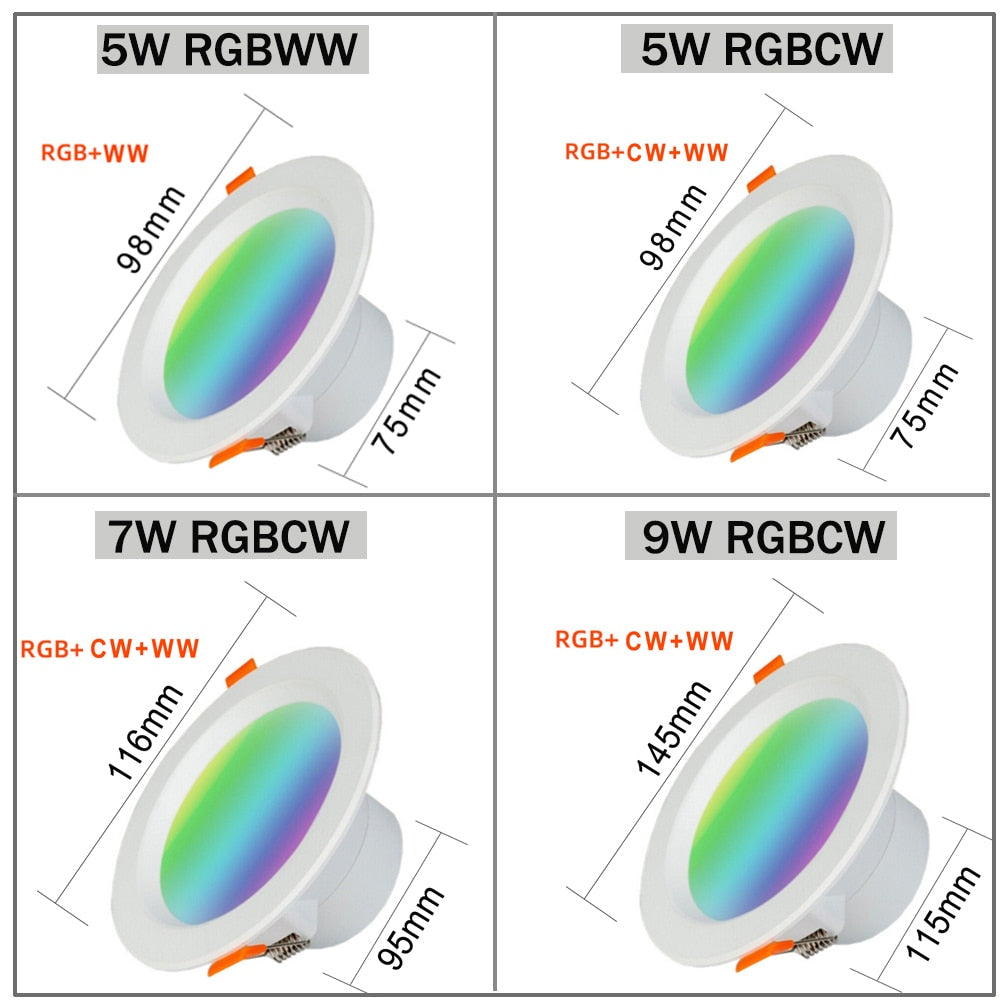 RGB LED Down Light WiFi Smart life Ceiling Downlight Phone App Control Warm Cold White Change Color by Alexa Google Home 5/7/9W