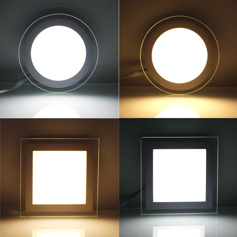 Glass LED Panel Light Round/Square Recessed LED Downlight Panel Light 6W 9W 12W 18W Panel light AC/DC 12V 24V+LED Driver