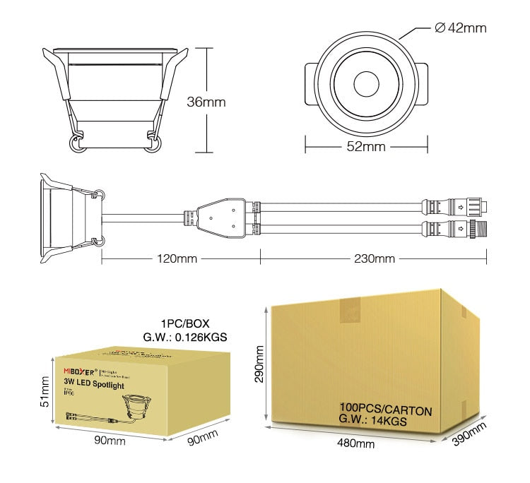 3W Mini LED Downlight Single Color CCT RGB RGBW Dimmable Waterproof Cabinet Lamp Wardrobe Jewelry Showcase Spot Lights